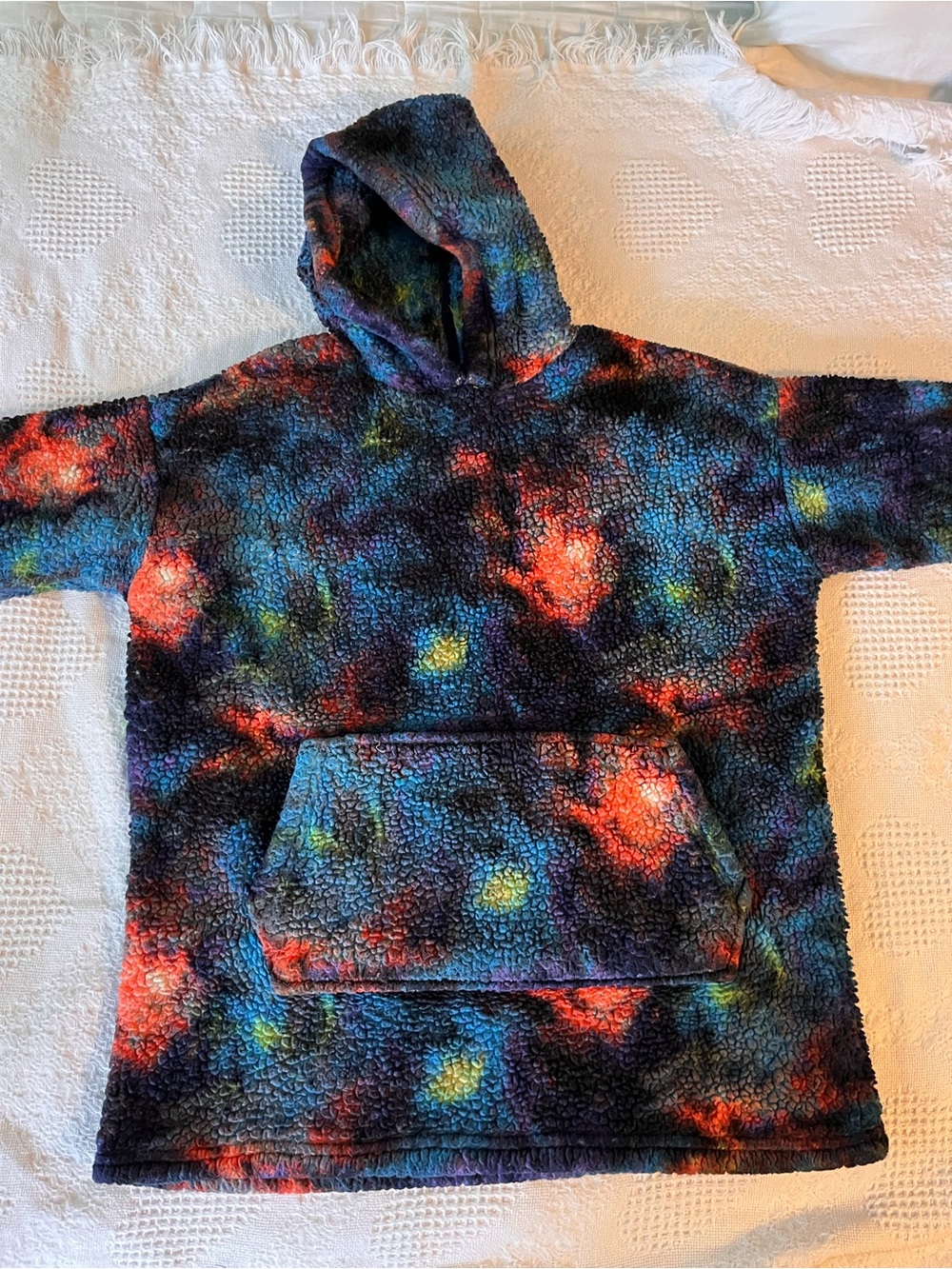 Cat & Jack Kids Plush Hoodie in Black, Red, Blue, Yellow Splashes of Color